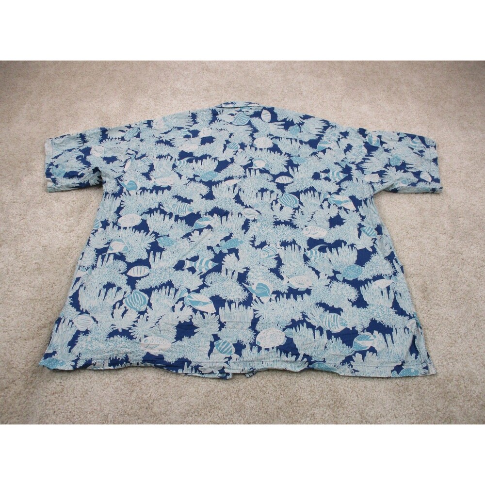 Tori Richard Shirt Men 2XL Blue Fish Coral Reef Hawaiian Cotton Lawn Button Up - Picture 7 of 10